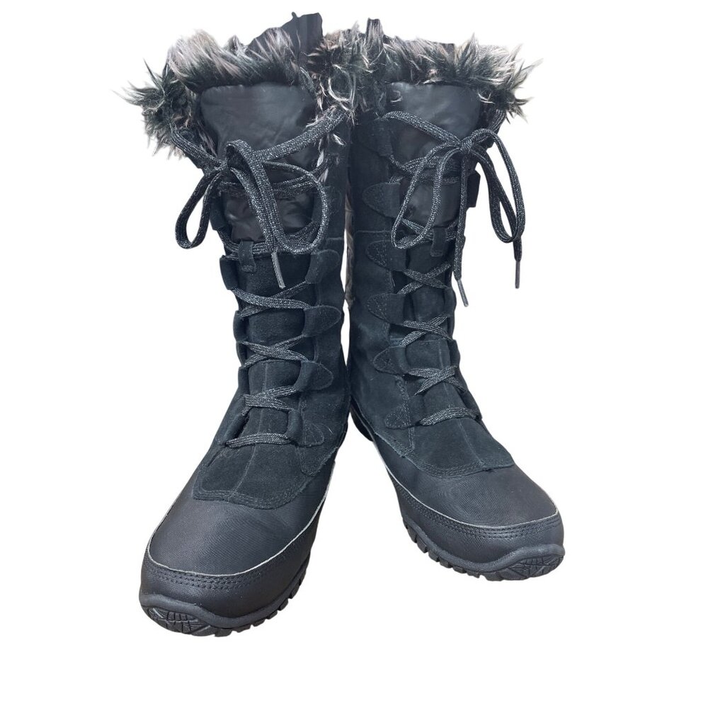 NorthFace Primaloft Womans Black Insulated fur lined winter boots Sz 9 SKU 9569 - Picture 12 of 12